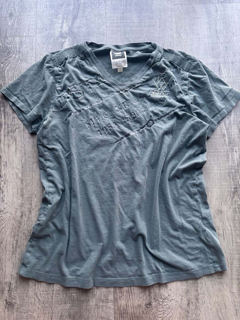 G-Star RAW Graphic Print V-Neck T-Shirt Green Size S